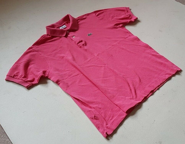 LACOSTE Polo Shirt Mens 6 L Regular Fit Hot Pink Iconic Croc Devanlay