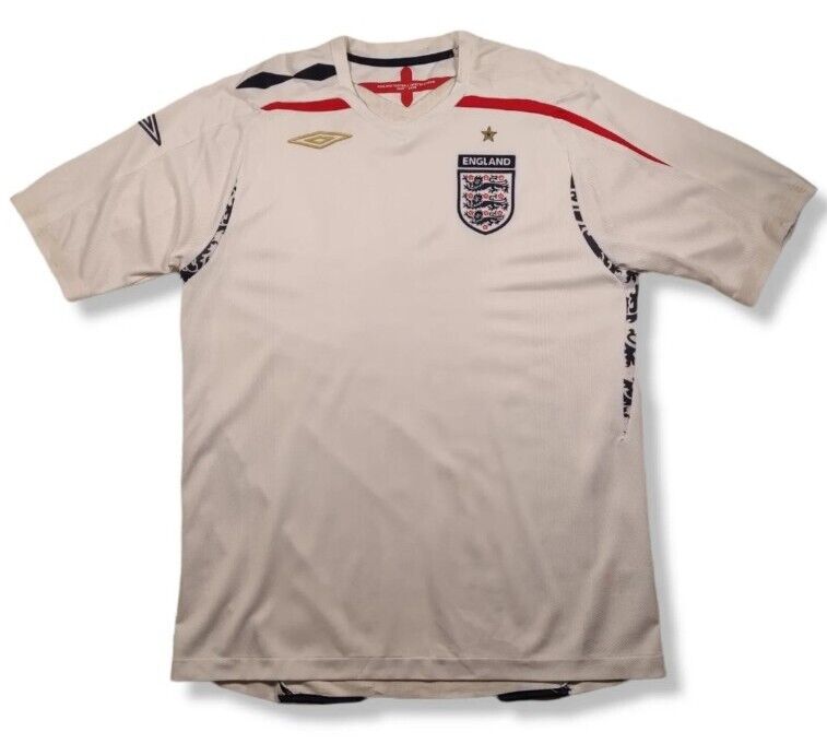 ENGLAND Football Shirt Jersey Mens XL Umbro Home 2007 - 2009 White Official