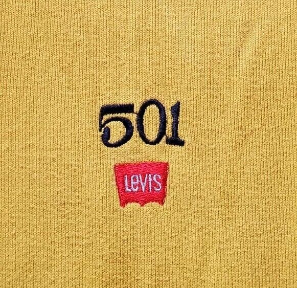 Vintage Levis 501 Polo Shirt Mens XXL Vintage 1980s Made in USA Mustard Navy