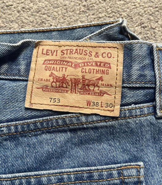 LEVIS 753 Jeans Mens W 38 L 30 vintage blue denim red tab regular fit A139