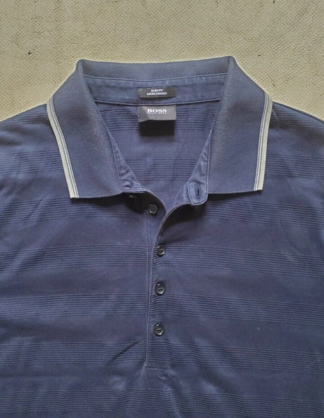 HUGO BOSS Polo Shirt Mens XL Slim Fit Navy Blue