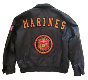 US Marine Corps Jacket Coat Black Leather Bomber Mens 2XL USA was $390