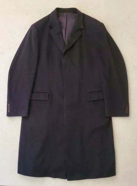 Vintage Dehavilland Overcoat Long Coat Mens L Navy Blue Cashmere Wool