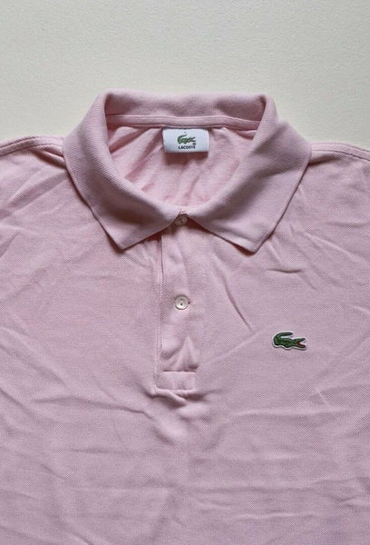 LACOSTE Polo Shirt Mens L Pale Pink Cotton Iconic Croc