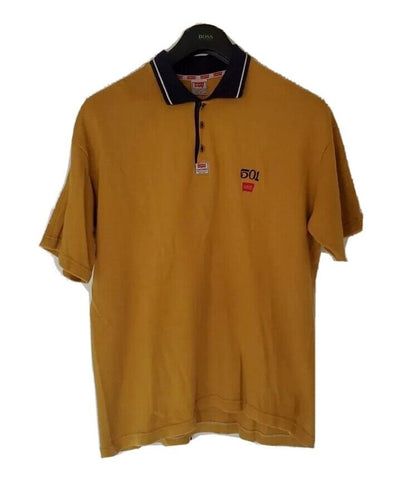 Vintage Levis 501 Polo Shirt Mens XXL Vintage 1980s Made in USA Mustard Navy