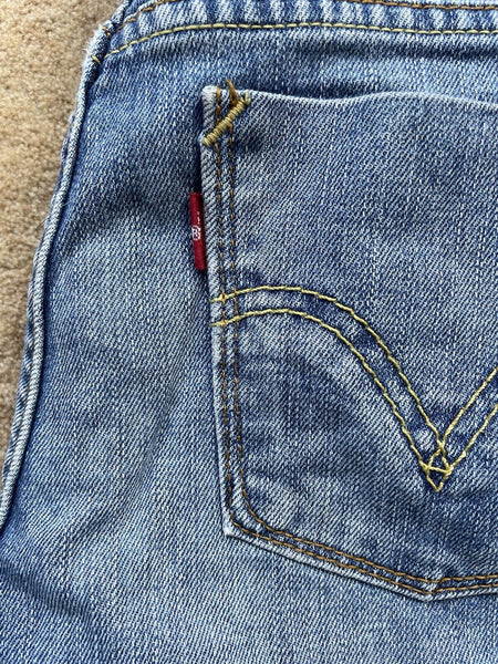 Womens Levis Jeans 627 Straight Fit W 27 L 34 Blue Denim Red Tab C6