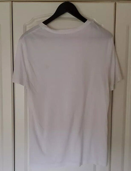 ALL SAINTS T Shirt Tshirt Mens M White Cotton Embroidered Logo Iconic Crew