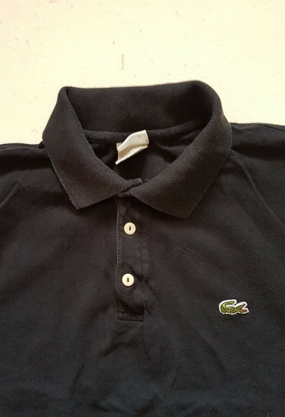 LACOSTE Polo Shirt Mens 4 S Regular Fit Black Iconic Croc Devanlay