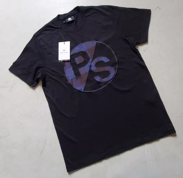 PAUL SMITH Tshirt T Shirt Mens M Big Logo Regular Fit Black Cotton