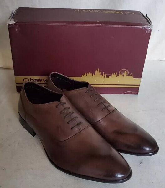 BASE LONDON Shoes Mens Uk 10 Eu 44 Holmes Oxford Brown Leather Dip Dyed