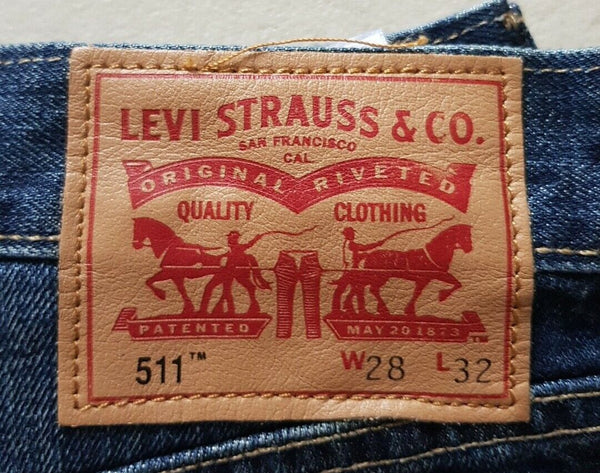 LEVIS 511 Jeans Womens W 28 L 32 Vintage Classic Fit Blue Denim Red Tab No 180