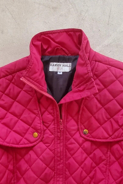 Harry Hall Waddington Jacket Coat Womens M Red Belted Diamond Quilted