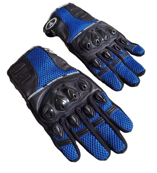 HRS Isle Of Man Road Racing Motorcycle Gloves Mens M Black Blue - Worn Once