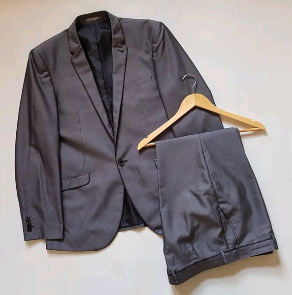 Suit By Taylor Wright Mens Jkt 44 Trs W36 Regular Fit Gunmetal Grey Worn Once