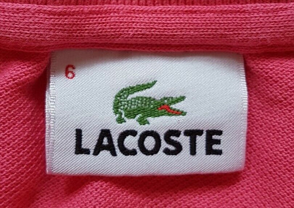 LACOSTE Polo Shirt Mens 6 L Regular Fit Hot Pink Iconic Croc Devanlay