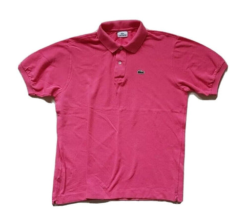 LACOSTE Polo Shirt Mens 6 L Regular Fit Hot Pink Iconic Croc Devanlay