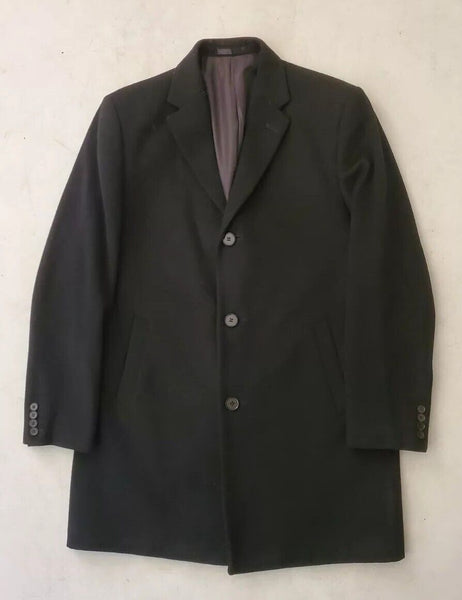 Overcoat Trench Coat By Blazer Mens M Black Wool Blend