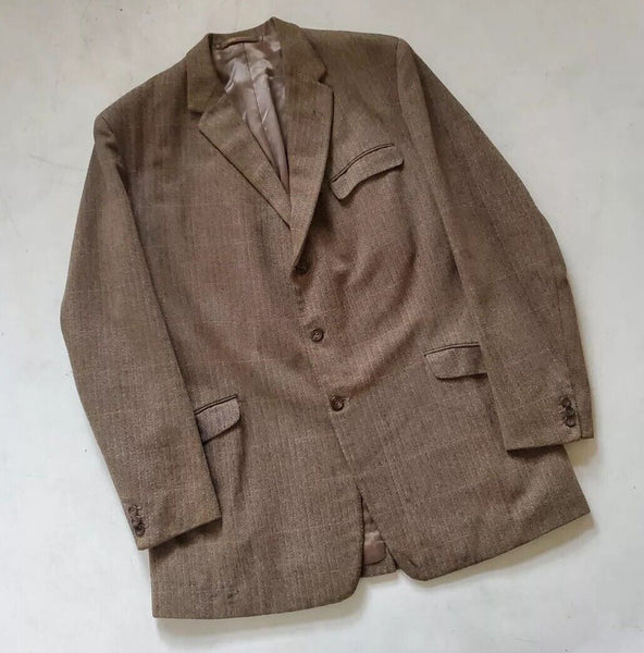 Vintage Tweed Shooting Jacket Mens 44 Herringbone Weave Henderson Uk 1950's