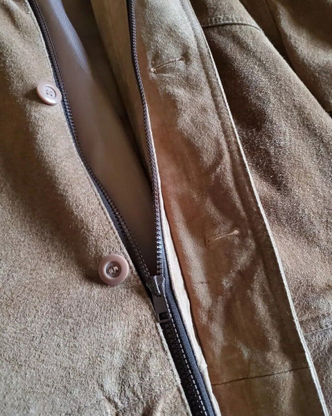 Vintage Suede Jacket Tan Pigskin Mens L 1980's Czechoslovakia - Mint Condition