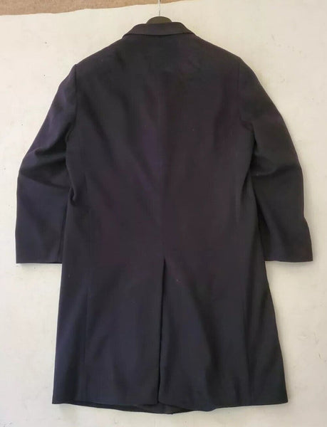 Vintage Dehavilland Overcoat Long Coat Mens L Navy Blue Cashmere Wool