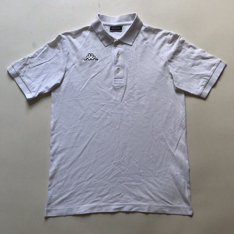 KAPPA SPORTS POLO SHIRT Mens S White Cotton Regular Fit Embroidered Logo