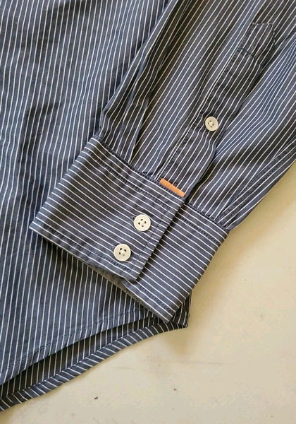 Hugo Boss Shirt Mens L Blue White Stripes