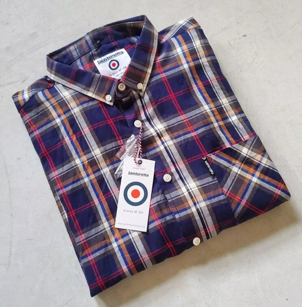 LAMBRETTA Shirt Mens XL Red Blue Broad Check