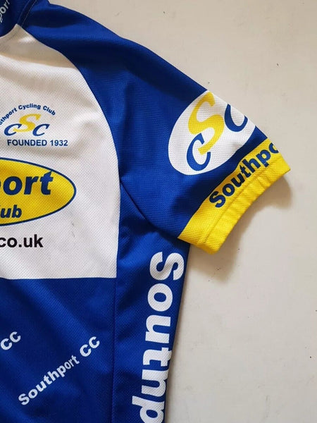 Southport Cycling Club Jersey Shirt Mens M Fitted Gear Club Full Zip Blue Yellow