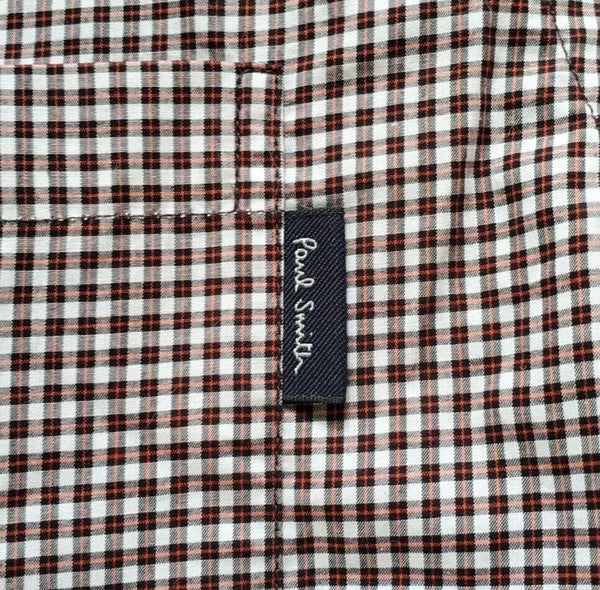 PAUL SMITH Shirt Short Sleeved Mens M Tailored Fit Red Black Gingham Check