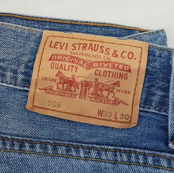 LEVIS 506 Jeans Mens W 33 L 30 Standard Fit Blue Denim Reb Tab (967)