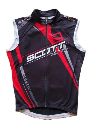 Scott Mountain Bike Jacket Vest Top Mens L Black Red Full Zip Raceconcept