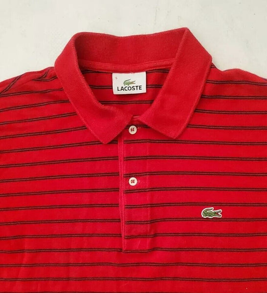 LACOSTE Polo Shirt Mens L 5 Slim Fit Postbox Red With Black Stripes Devanlay