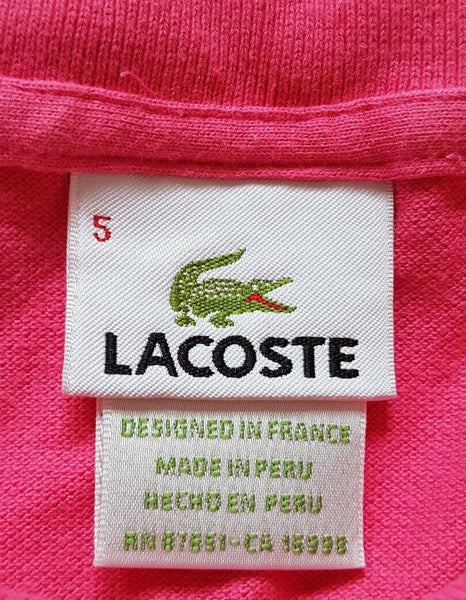 LACOSTE Polo Shirt Mens 5 L Regular Fit Hot Pink Cotton Iconic Croc Devanlay