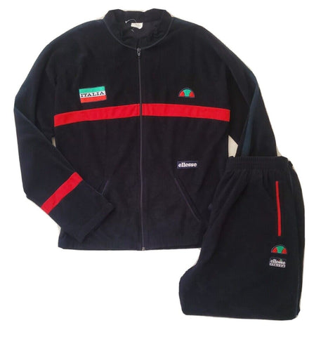 For The Casua-84 Only! Ellesse Italia Tracksuit Vintage 1970's Sample Black