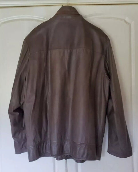 LAKELAND Leather Biker Jacket Cafe Racer Mens 48 Grey Very Soft Leather