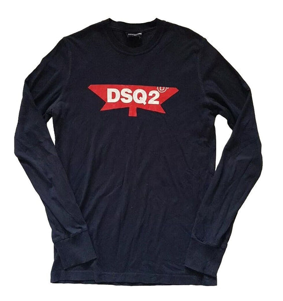 DSQUARED2 Tshirt T Shirt Long Sleeved Boys Age 14 Navy Blue Red Logo