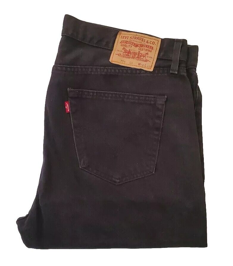 LEVIS 751 JEANS Mens W 38 L 32 Classic Fit Vintage Black Denim Red Tab