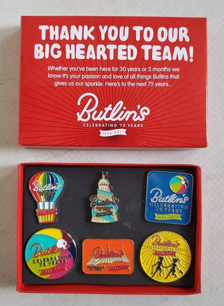 Butlins Pin Badge Full Set 75 Years 1936 Original 2011 Holiday Camp Enamel Boxed