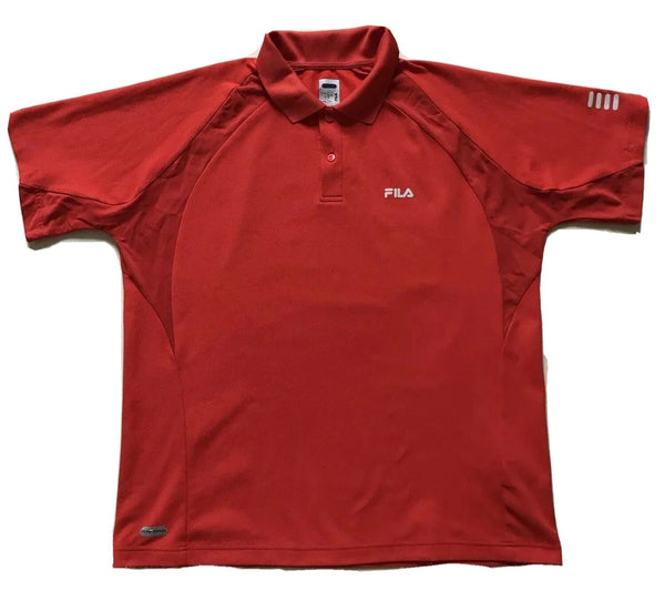 FILA Polo Shirt Mens L Golf Performa Flame Red Regular Fit