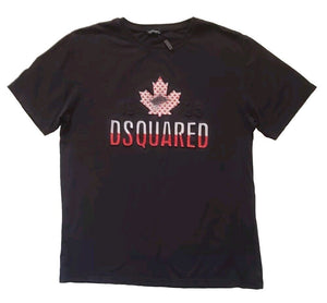 DSQUARED Tshirt T Shirt Mens XL Stretch Fit Black 3D Canadian Flag Y2K