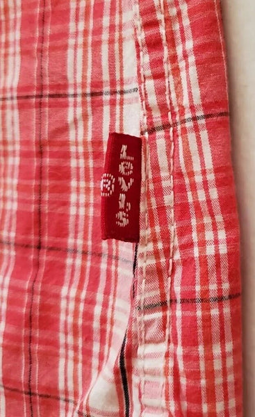 LEVIS Shirt Short Sleeved Mens L Regular Fit Red White Check Cotton