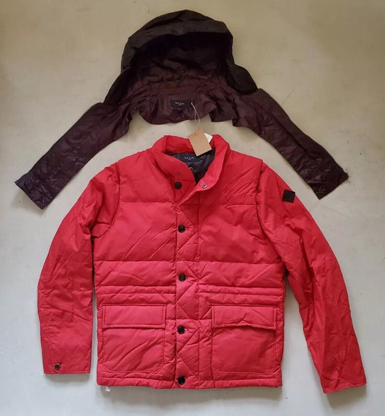 PAUL SMITH Puffer Jacket Gilet 3 in 1 Coat Red Black Teflon Coated Mens M