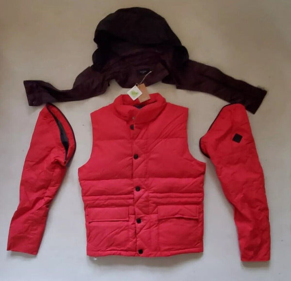 PAUL SMITH Puffer Jacket Gilet 3 in 1 Coat Red Black Teflon Coated Mens M