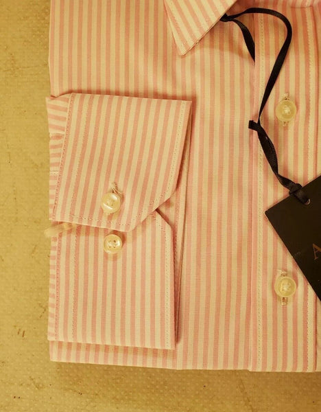 Aspen Court Shirt Mens 16.5 Collar Pink White Stripes Pure Cotton