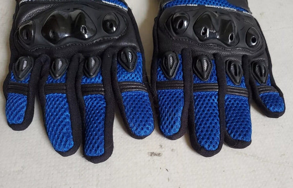 HRS Isle Of Man Road Racing Motorcycle Gloves Mens M Black Blue - Worn Once