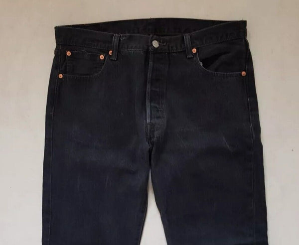 LEVIS 501 Jeans Mens W 36 L 30 Classic Fit Vintage Black Denim Red Tab