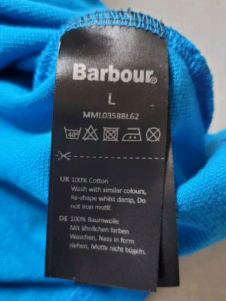 BARBOUR Polo Shirt Mens L Slim Fit Blue Cotton