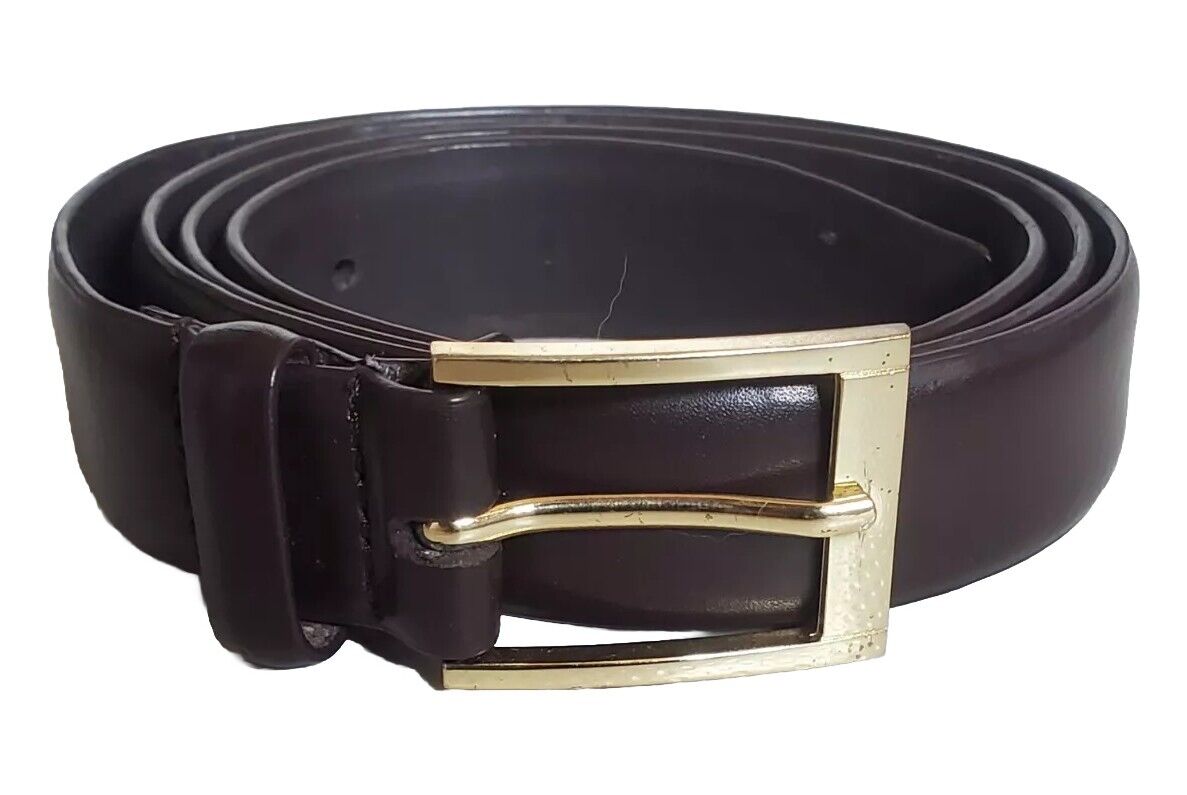 Vintage Belt Mens XXL St Michaels 80's Brown Leather Brass Buckle - Used Once