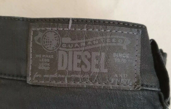 DIESEL Waxed Jegonfire Jeans Jeggings Super Slim Low Stretch Black W 29 Rrp £230