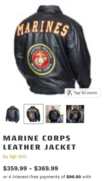 US Marine Corps Jacket Coat Black Leather Bomber Mens 2XL USA was $390